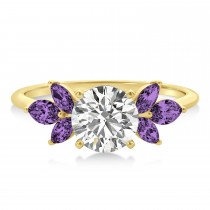 Amethyst Marquise Floral Engagement Ring 14k Yellow Gold (0.50ct)