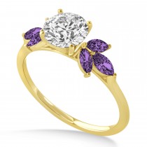 Amethyst Marquise Floral Engagement Ring 14k Yellow Gold (0.50ct)