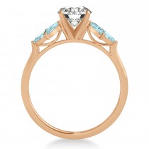 Aquamarine Marquise Floral Engagement Ring 14k Rose Gold (0.50ct)