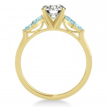 Aquamarine Marquise Floral Engagement Ring 14k Yellow Gold (0.50ct)