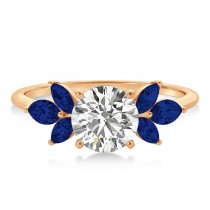 Blue Sapphire Marquise Floral Engagement Ring 14k Rose Gold (0.50ct)