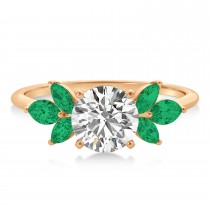 Lab Emerald Marquise Floral Engagement Ring 14k Rose Gold (0.50ct)
