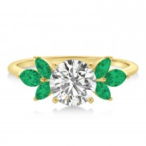 Lab Emerald Marquise Floral Engagement Ring 14k Yellow Gold (0.50ct)