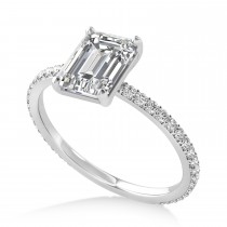 Emerald Diamond Hidden Halo Engagement Ring 18k White Gold (2.93ct)