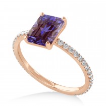 Emerald Alexandrite & Diamond Hidden Halo Engagement Ring 14k Rose Gold (2.93ct)