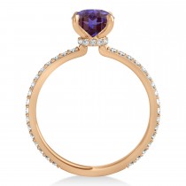 Emerald Alexandrite & Diamond Hidden Halo Engagement Ring 18k Rose Gold (2.93ct)