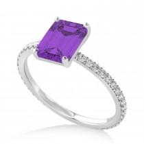 Emerald Amethyst & Diamond Hidden Halo Engagement Ring Palladium (2.93ct)