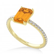 Emerald Citrine & Diamond Hidden Halo Engagement Ring 18k Yellow Gold (2.93ct)