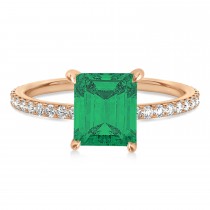Emerald Emerald & Diamond Hidden Halo Engagement Ring 14k Rose Gold (2.93ct)