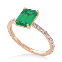Emerald Emerald & Diamond Hidden Halo Engagement Ring 14k Rose Gold (2.93ct)