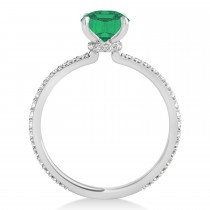 Emerald Emerald & Diamond Hidden Halo Engagement Ring 14k White Gold (2.93ct)