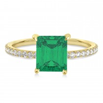 Emerald Emerald & Diamond Hidden Halo Engagement Ring 14k Yellow Gold (2.93ct)