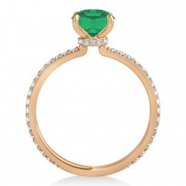 Emerald Emerald & Diamond Hidden Halo Engagement Ring 18k Rose Gold (2.93ct)