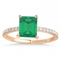 Emerald Emerald & Diamond Hidden Halo Engagement Ring 18k Rose Gold (2.93ct)