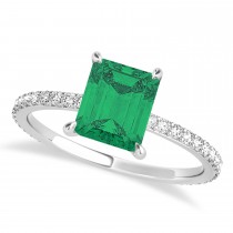 Emerald Emerald & Diamond Hidden Halo Engagement Ring 18k White Gold (2.93ct)