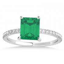 Emerald Emerald & Diamond Hidden Halo Engagement Ring 18k White Gold (2.93ct)