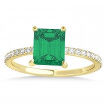 Emerald Emerald & Diamond Hidden Halo Engagement Ring 18k Yellow Gold (2.93ct)