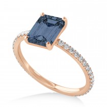 Emerald Gray Spinel & Diamond Hidden Halo Engagement Ring 14k Rose Gold (2.93ct)