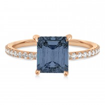 Emerald Gray Spinel & Diamond Hidden Halo Engagement Ring 18k Rose Gold (2.93ct)