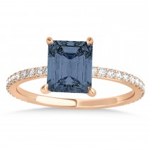 Emerald Gray Spinel & Diamond Hidden Halo Engagement Ring 18k Rose Gold (2.93ct)