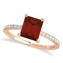 Emerald Garnet & Diamond Hidden Halo Engagement Ring 14k Rose Gold (2.93ct)