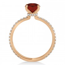 Emerald Garnet & Diamond Hidden Halo Engagement Ring 18k Rose Gold (2.93ct)