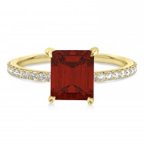 Emerald Garnet & Diamond Hidden Halo Engagement Ring 18k Yellow Gold (2.93ct)