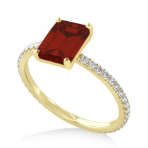 Emerald Garnet & Diamond Hidden Halo Engagement Ring 18k Yellow Gold (2.93ct)