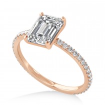 Emerald Lab Grown Diamond Hidden Halo Engagement Ring 14k Rose Gold (2.93ct)