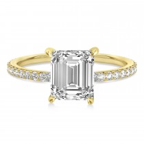 Emerald Lab Grown Diamond Hidden Halo Engagement Ring 14k Yellow Gold (2.93ct)