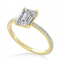 Emerald Lab Grown Diamond Hidden Halo Engagement Ring 14k Yellow Gold (2.93ct)