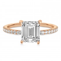 Emerald Lab Grown Diamond Hidden Halo Engagement Ring 18k Rose Gold (2.93ct)