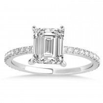 Emerald Lab Grown Diamond Hidden Halo Engagement Ring Palladium (2.93ct)