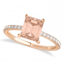 Emerald Morganite & Diamond Hidden Halo Engagement Ring 14k Rose Gold (2.93ct)