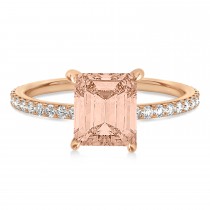 Emerald Morganite & Diamond Hidden Halo Engagement Ring 14k Rose Gold (2.93ct)