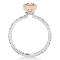 Emerald Morganite & Diamond Hidden Halo Engagement Ring 14k White Gold (2.93ct)