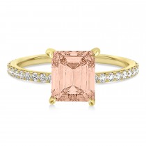Emerald Morganite & Diamond Hidden Halo Engagement Ring 14k Yellow Gold (2.93ct)