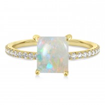 Emerald Opal & Diamond Hidden Halo Engagement Ring 14k Yellow Gold (2.93ct)