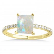 Emerald Opal & Diamond Hidden Halo Engagement Ring 14k Yellow Gold (2.93ct)