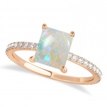 Emerald Opal & Diamond Hidden Halo Engagement Ring 18k Rose Gold (2.93ct)