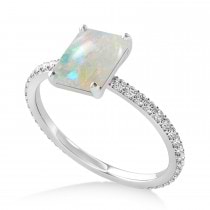 Emerald Opal & Diamond Hidden Halo Engagement Ring Palladium (2.93ct)