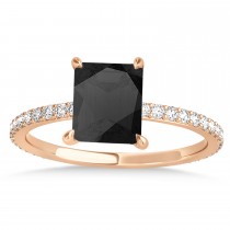 Emerald Onyx & Diamond Hidden Halo Engagement Ring 14k Rose Gold (2.93ct)