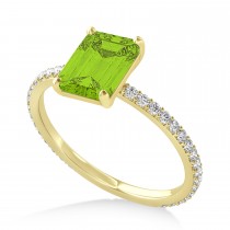 Emerald Peridot & Diamond Hidden Halo Engagement Ring 18k Yellow Gold (2.93ct)