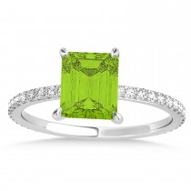 Emerald Peridot & Diamond Hidden Halo Engagement Ring Platinum (2.93ct)