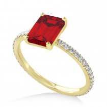 Emerald Ruby & Diamond Hidden Halo Engagement Ring 14k Yellow Gold (2.93ct)