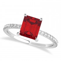 Emerald Ruby & Diamond Hidden Halo Engagement Ring Palladium (2.93ct)