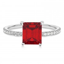 Emerald Ruby & Diamond Hidden Halo Engagement Ring Palladium (2.93ct)