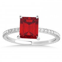 Emerald Ruby & Diamond Hidden Halo Engagement Ring Platinum (2.93ct)