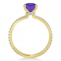 Emerald Tanzanite & Diamond Hidden Halo Engagement Ring 18k Yellow Gold (2.93ct)