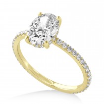 Oval Diamond Hidden Halo Engagement Ring 14k Yellow Gold (0.76ct)